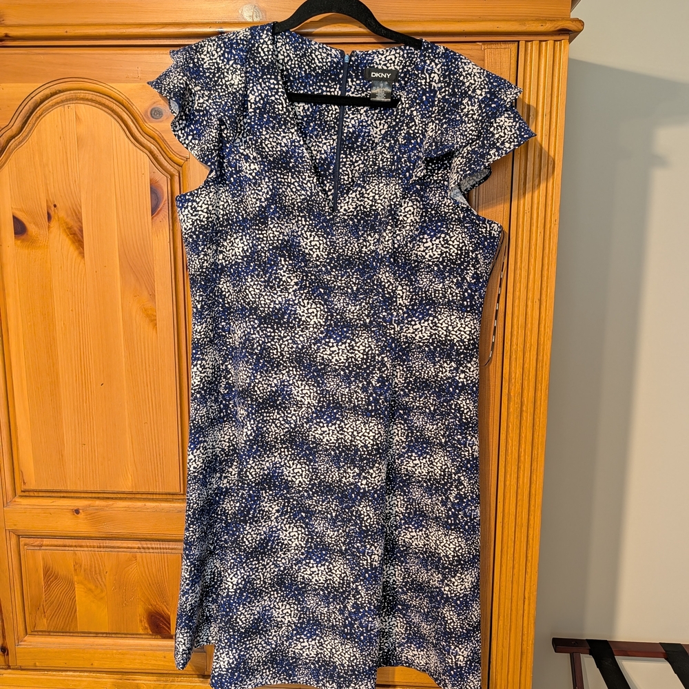 DKNY Blue and White Women's Dress